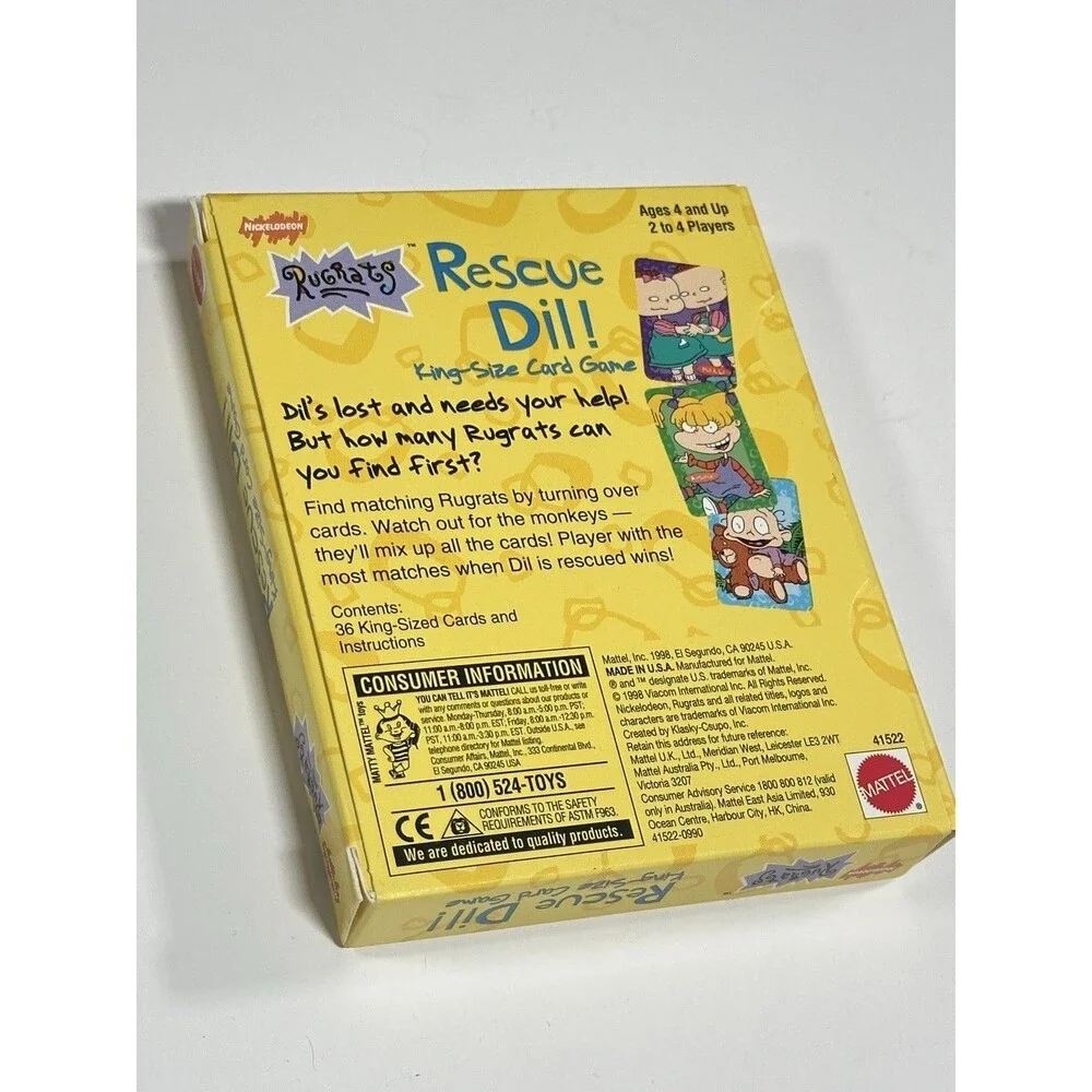 Nickelodeon's Rugrats Rescue Dill King-Size Card Game Mattel 1998 VTG Brand New